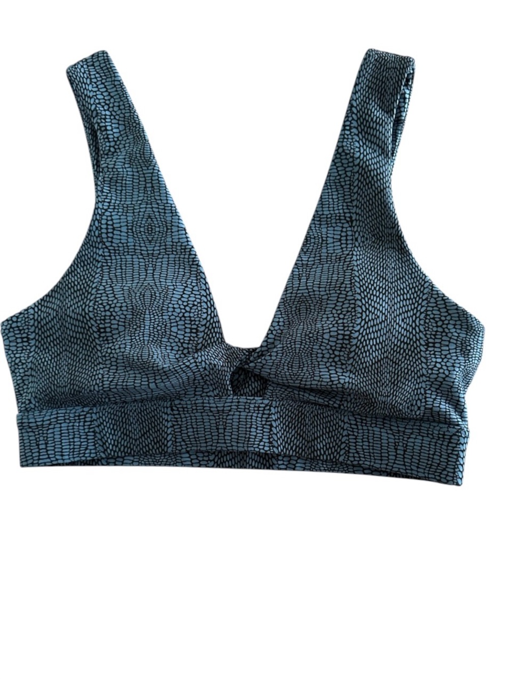 L*Space Twist Front Active Sports Bra Size Medium Teal Blue Gym Workout Fitness
